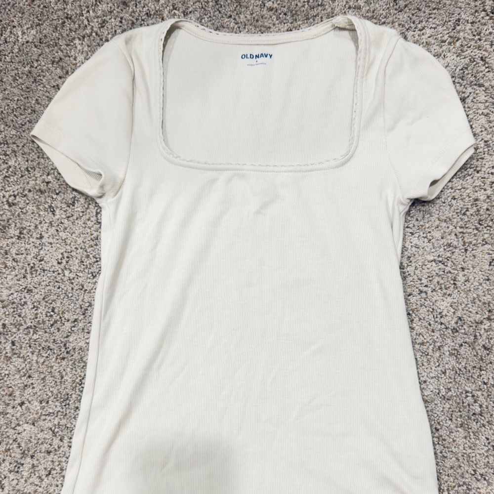 Old Navy Women's White Square Neck Tee